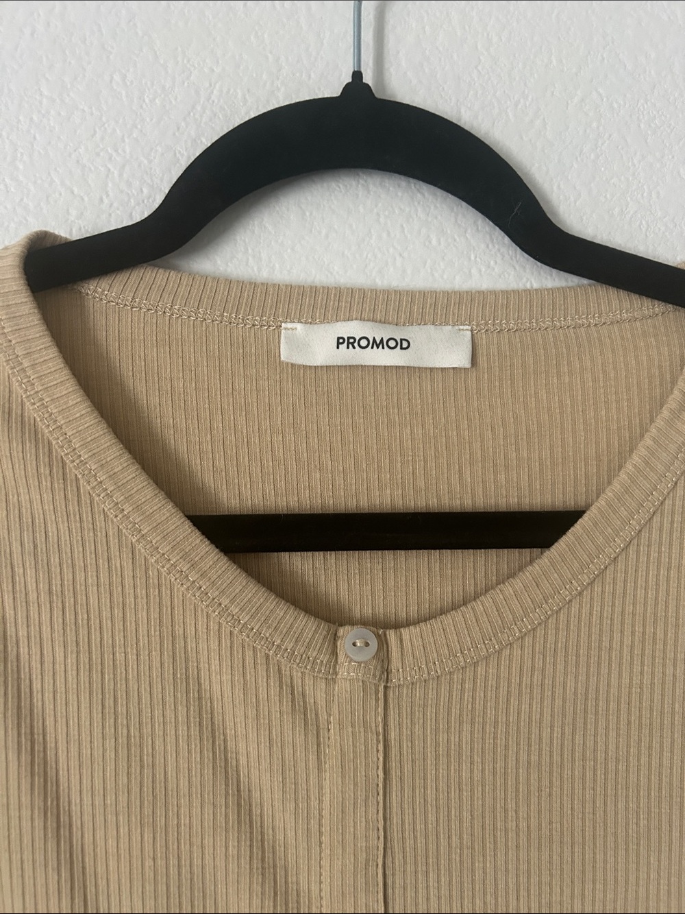 Promod Sand Ribbed Button-Down Tank - Picture 2 of 3